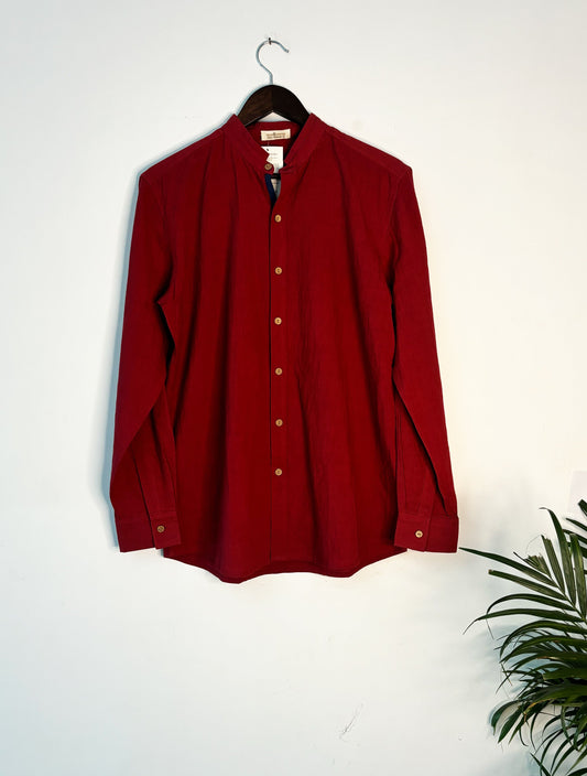 trueBrowns Maroon Slub Men's Shirt | Swadesiicart