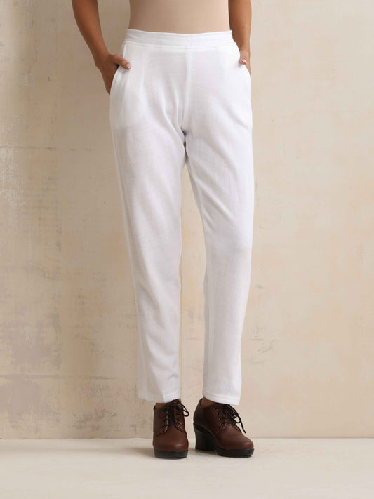 trueBrowns White Woollen Pants | Swadesiicart