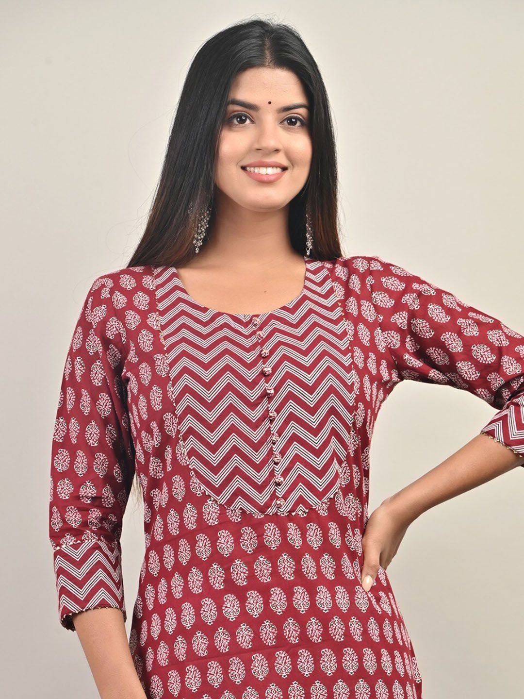 Swasti Ethnic Motifs Printed Gotta Patti Pure Cotton Kurta - Swadesiicart