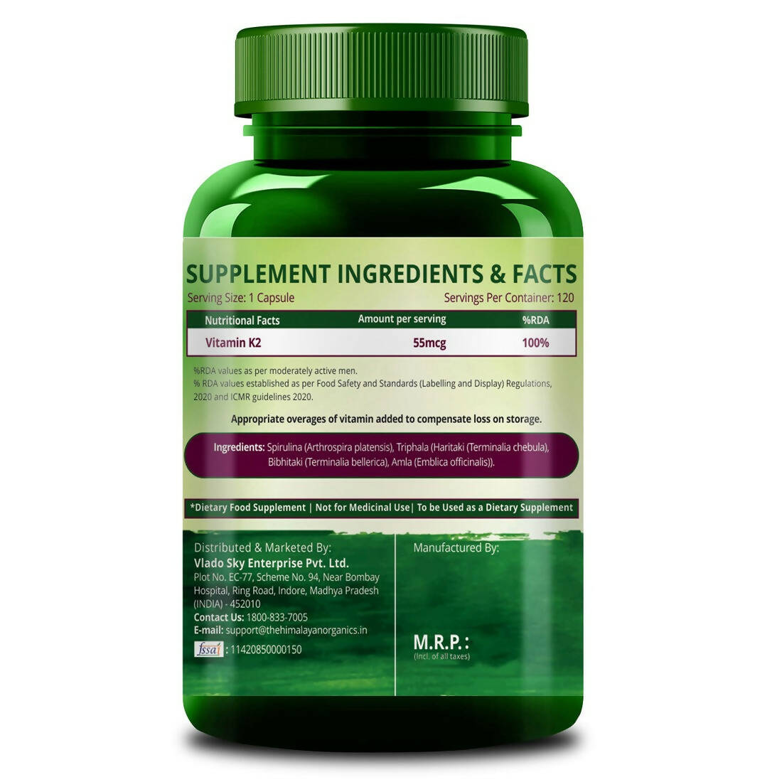 Himalayan Organics Plant Based Vitamin K2 Capsules | Swadesiicart