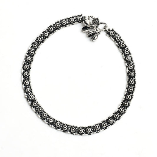 Mominos Fashion Kamal Johar Oxidised Silver Regular Anklets | Swadesiicart