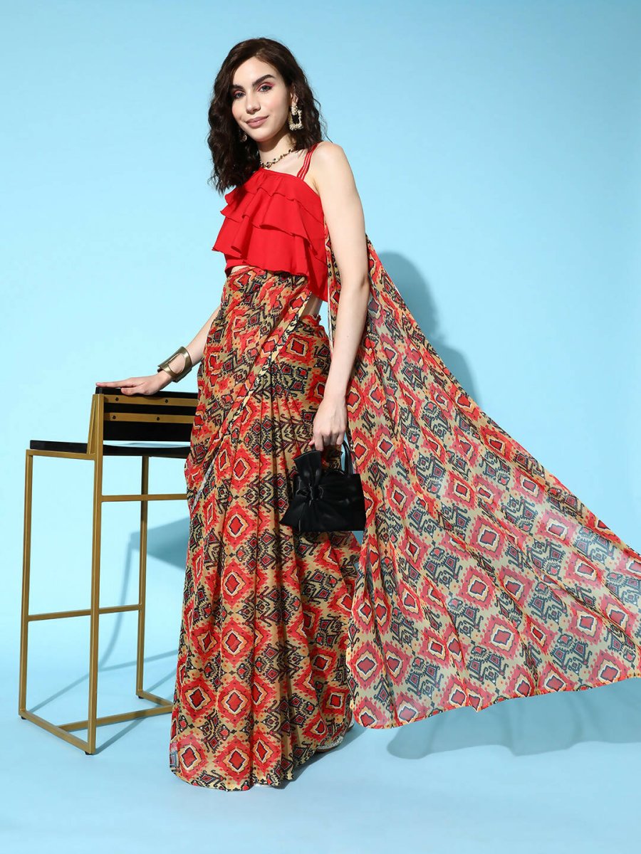 Ahalyaa Women's Traditional wear Saree - Red | Swadesiicart