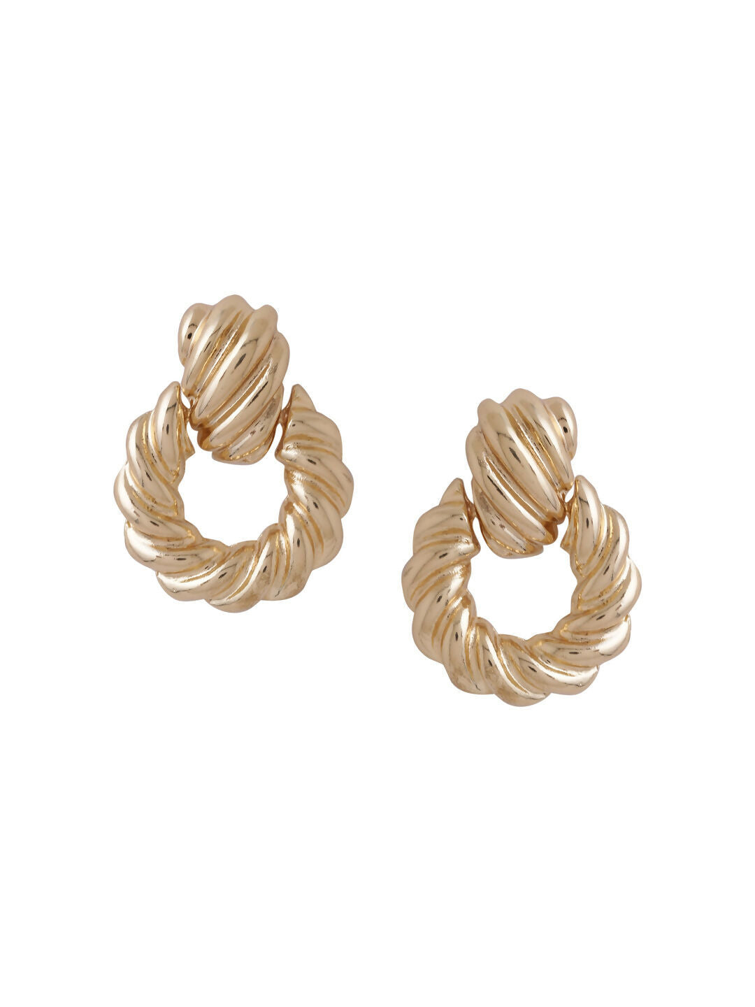 NVR Women Gold Toned Circular Drop Earrings | Swadesiicart
