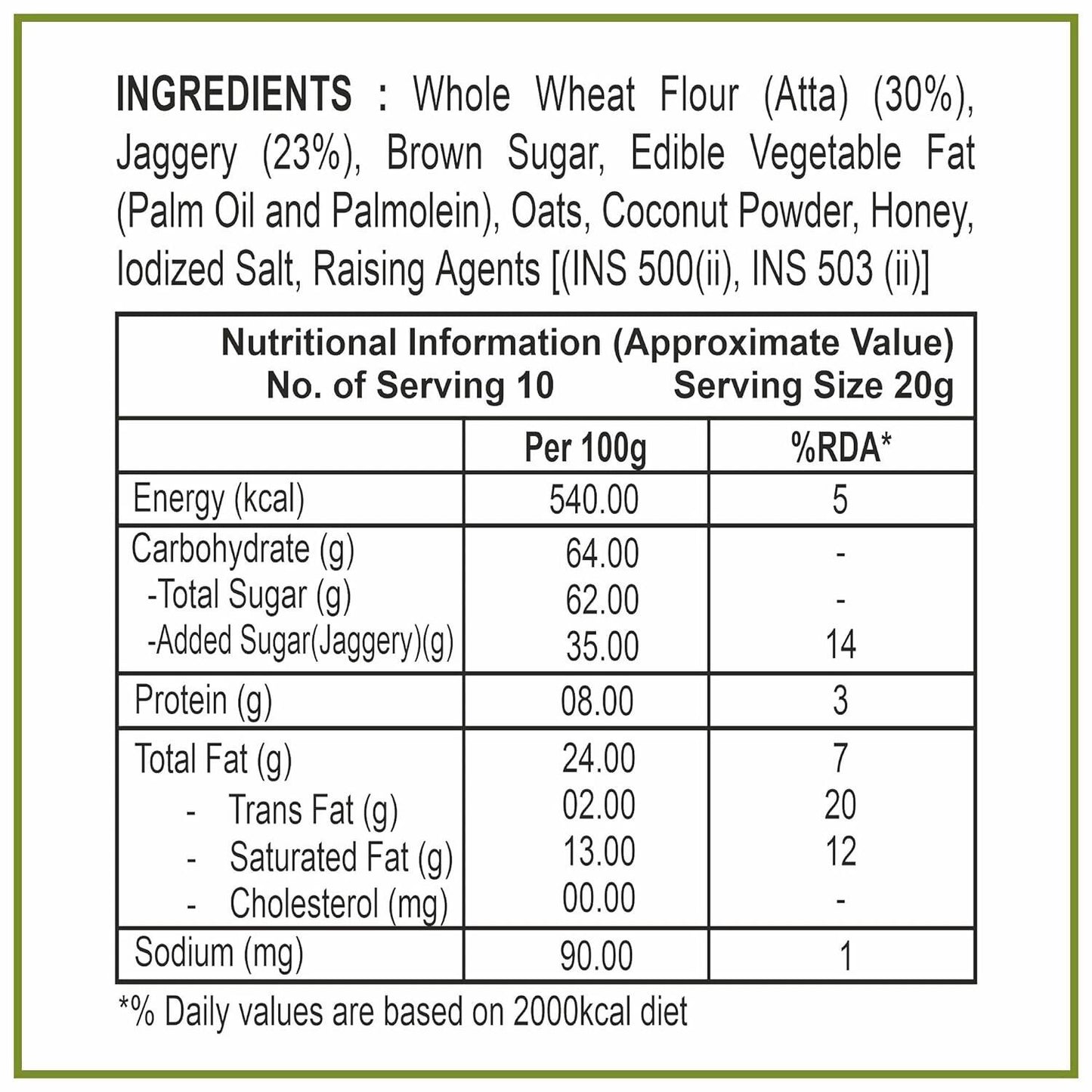 Dhampur Green Gur Oats Cookies - Swadesiicart