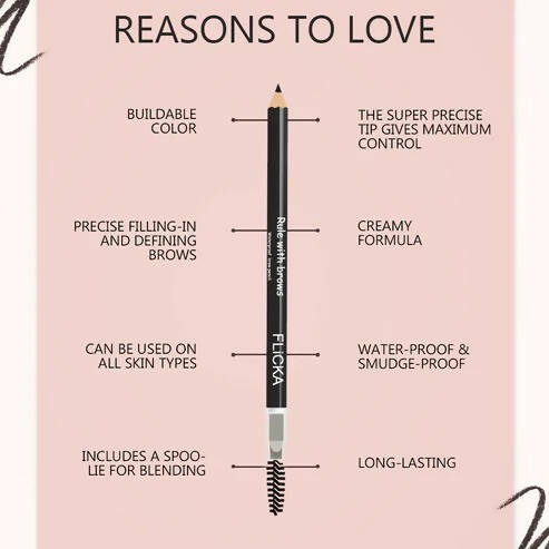 FLiCKA Rule with Brows Brow Pencil - Black - Swadesiicart