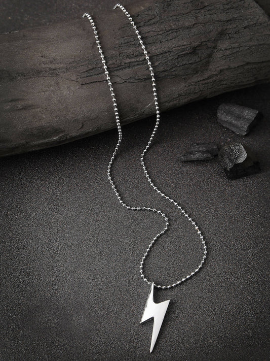 NVR Men Silver Plated Flash Pendent With Chain | Swadesiicart