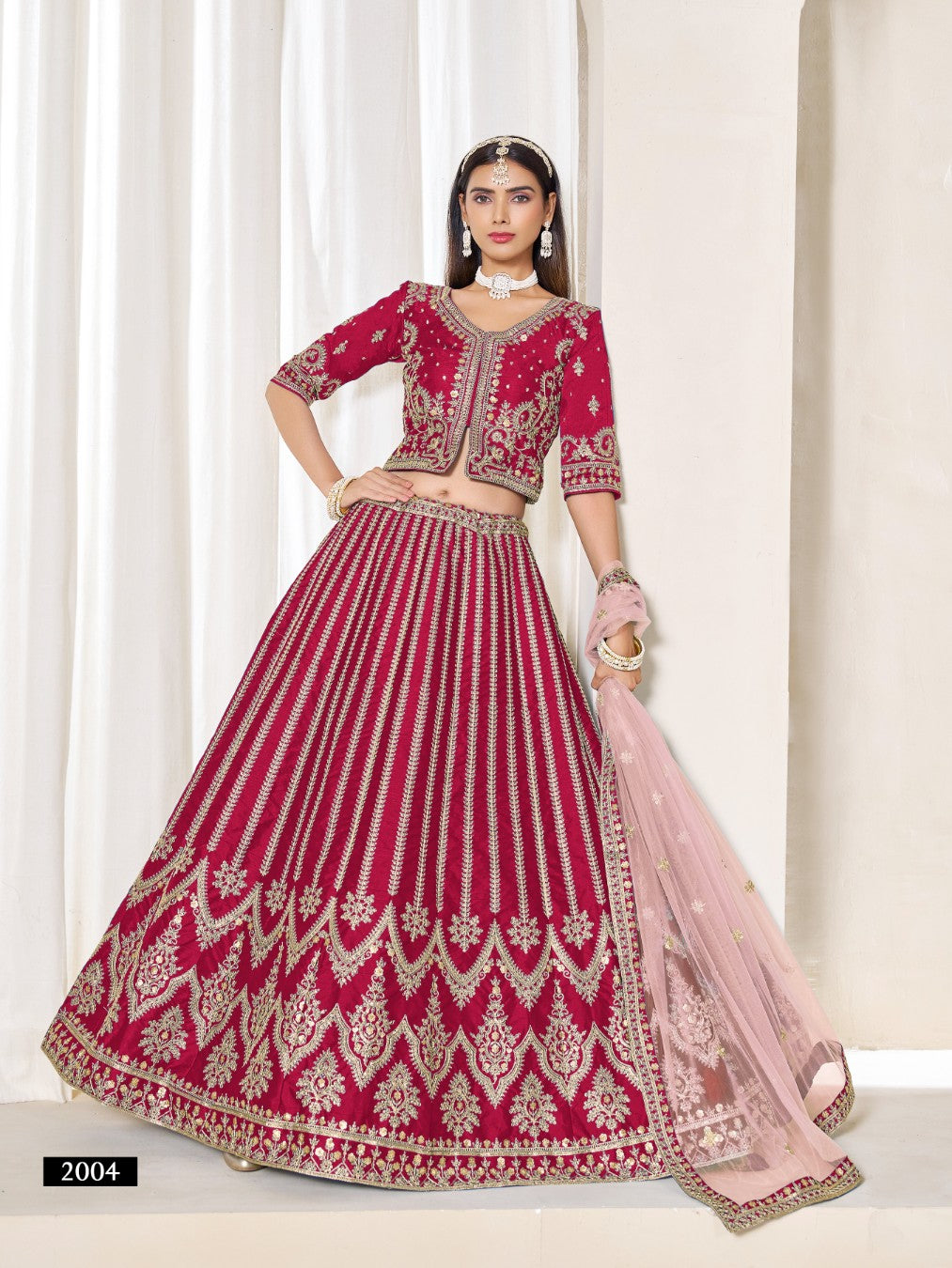 Anaita Red Heavy Embroidered Art Silk Designer Lehenga Choli