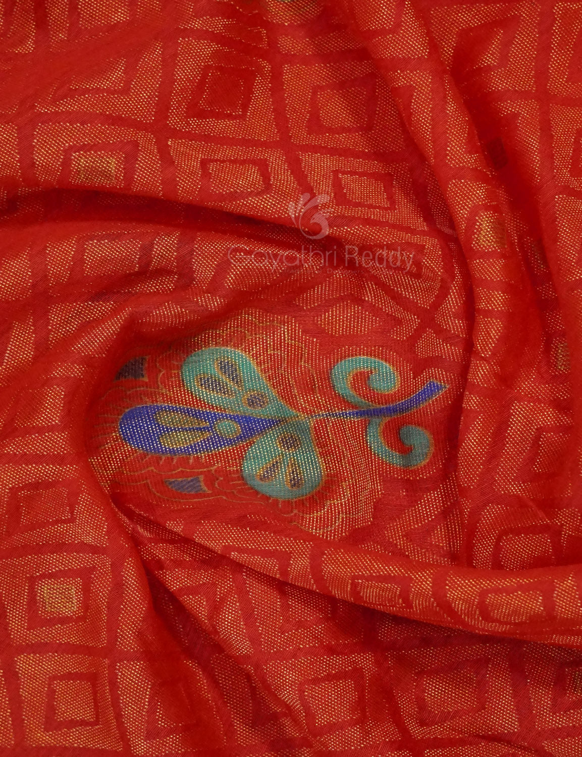 Orange Colour With Pista Green Blouse Cotton Brasso Saree By Gayathri Reddy Designer Studio | Swadesiicart