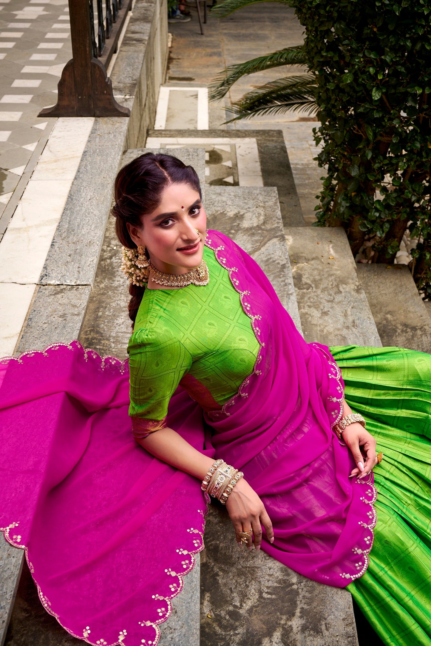 Lorenvalley Fashion Parrot Green Poly Cotton Zari Weaving Work Lehenga Choli with Dupatta - Swadesiicart