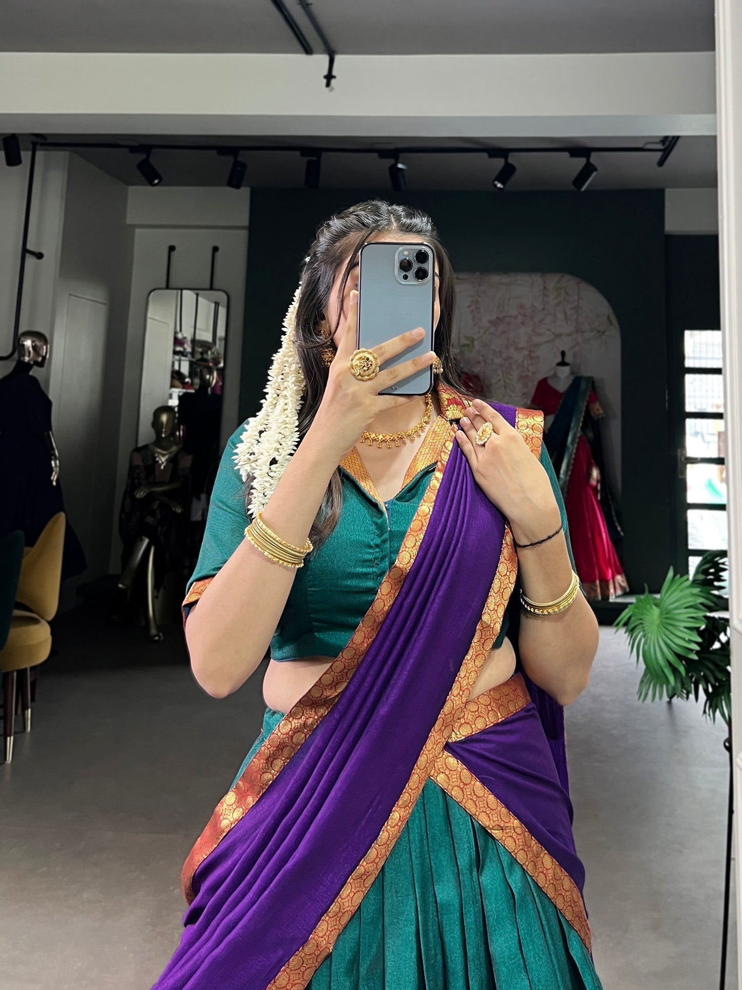 Lorenvalley Fashion Firozi Narayan Pet Silk Zari Weaving Work Lehenga Choli with Dupatta | Swadesiicart