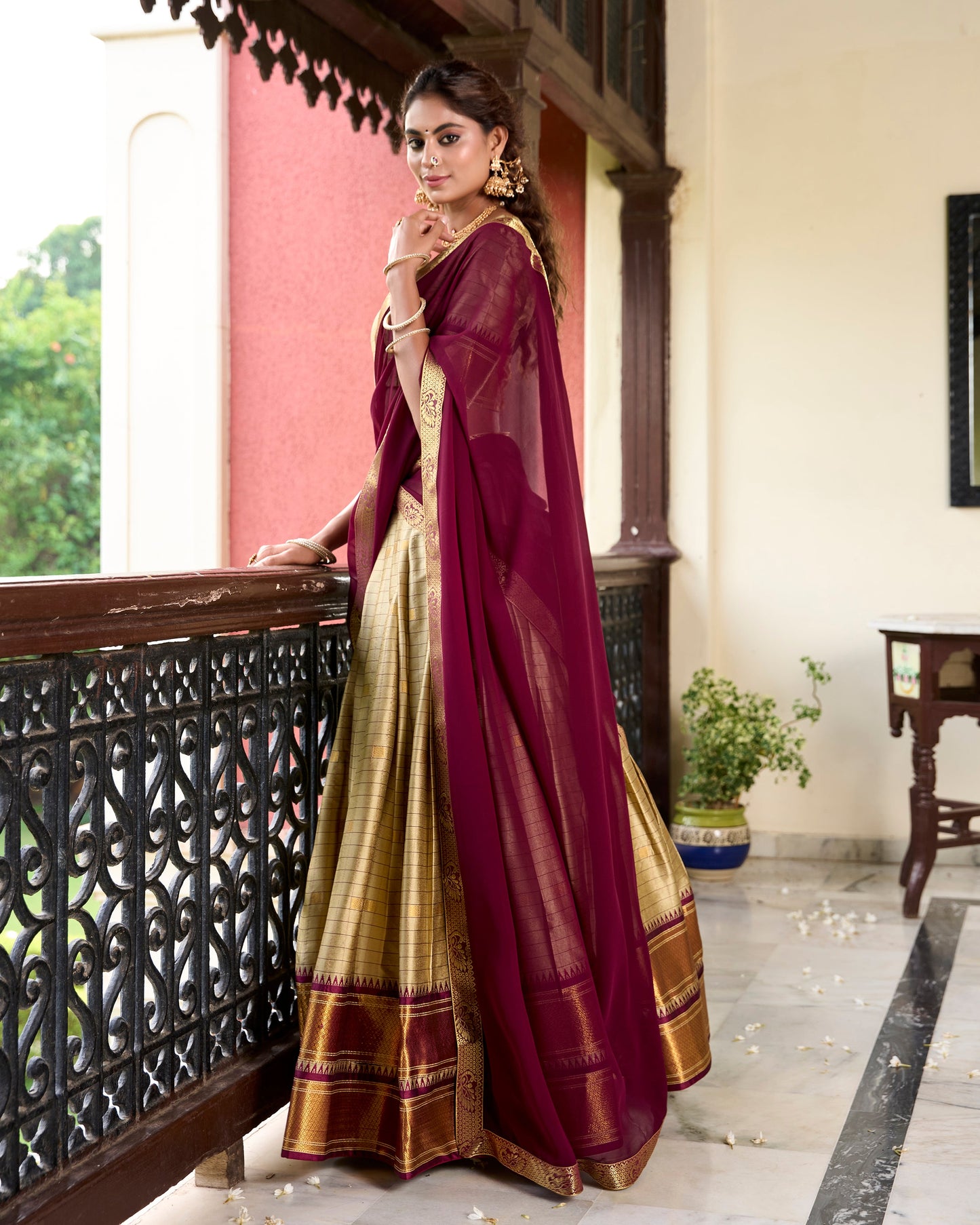 Lorenvalley Chiku Cotton Silk Weaving Work With Paithani Concept Lehenga Choli | Swadesiicart