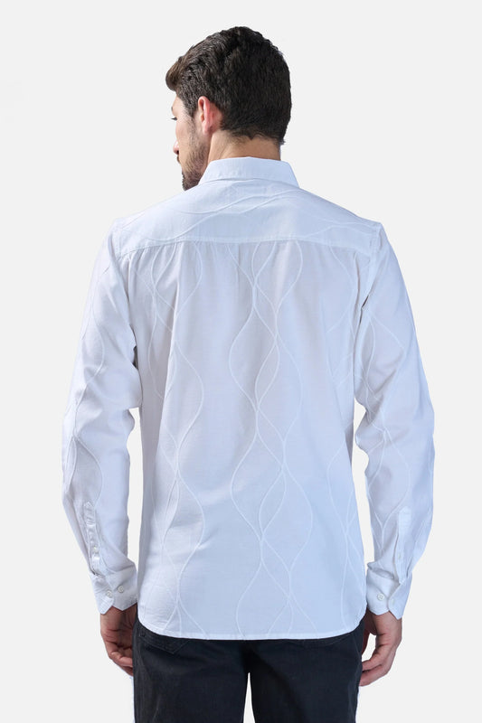 Xkind White Embroidery Full Sleeve Shirt | Swadesiicart