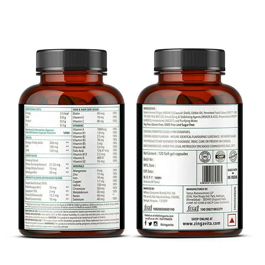 Zingavita Omega 3 + Multivitamins 1000mg Softgels for Men | Swadesiicart
