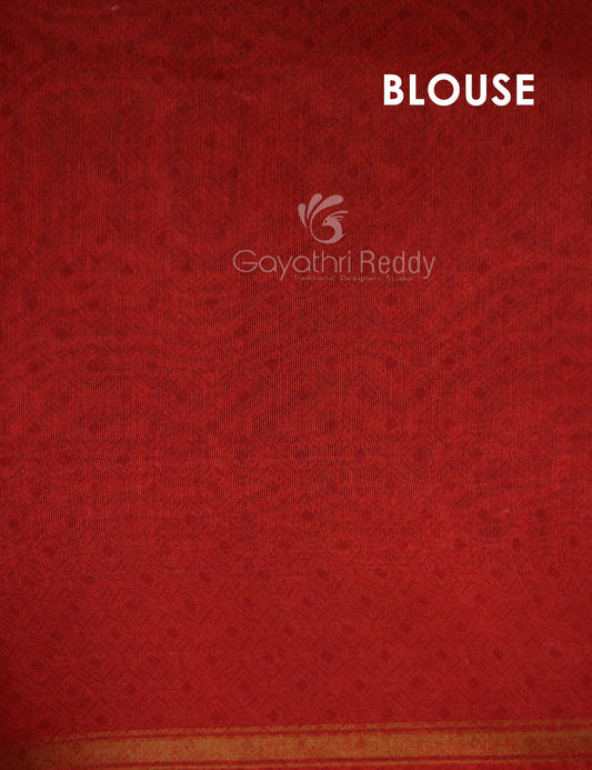 Shades of Cream And Red Blouse Patola Print Semi Chanderi Saree By Gayathri Reddy Designer Studio | Swadesiicart