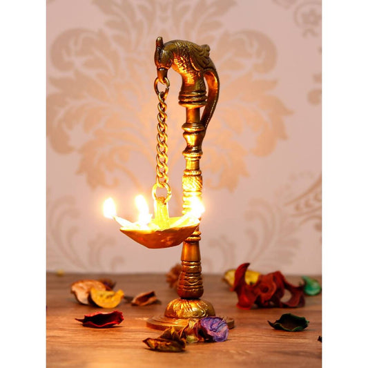 eCraftIndia Gold Toned Decorative Brass Parrot Diya | Swadesiicart