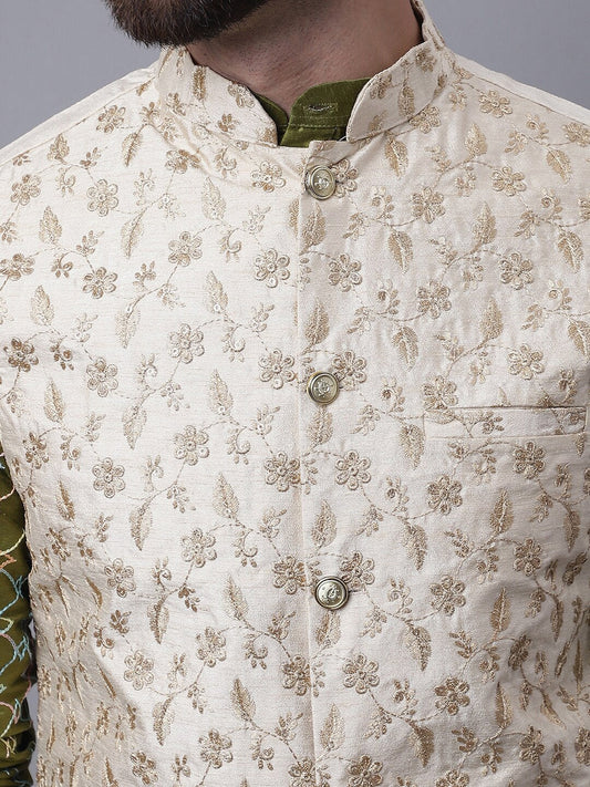 Sojanya M Ethnic Motifs Embroidered Thread Work Kurta With Churidar | Swadesiicart