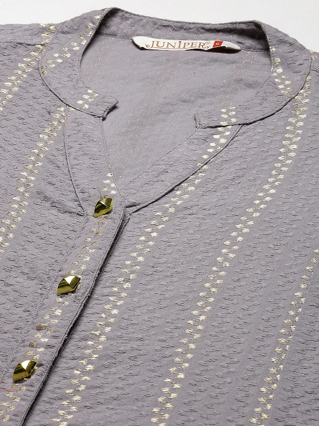 Juniper Womens Grey Cotton Dobby Kalidar Kurta - Swadesiicart