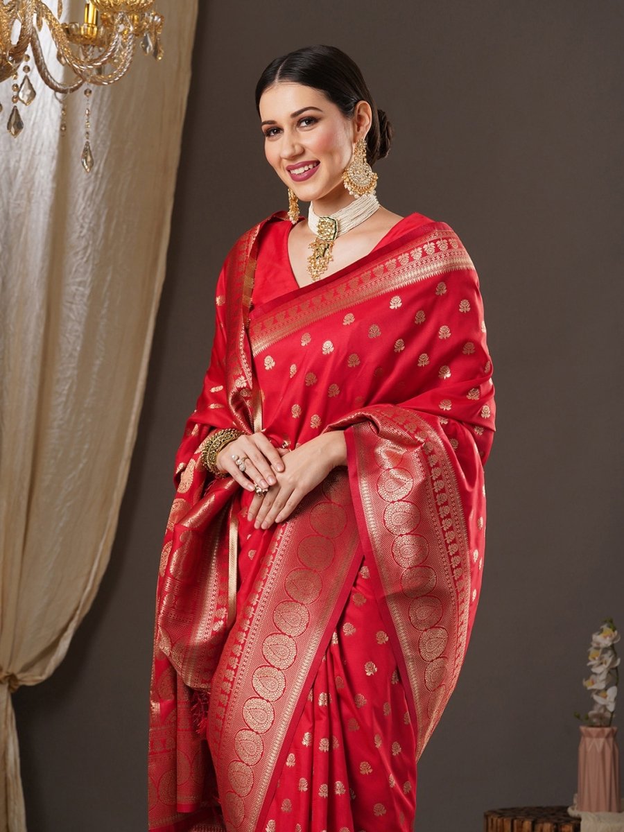 Anouk Floral Zari Banarasi Saree | Swadesiicart
