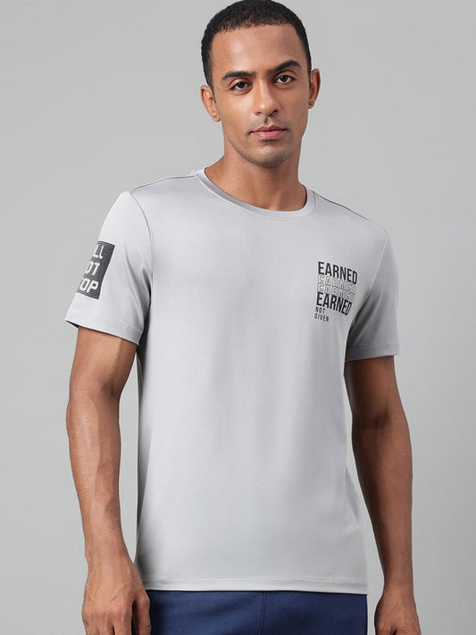 Alcis Typography Printed Anti-Static Dry Tech Slim Fit Sports T-shirt | Swadesiicart