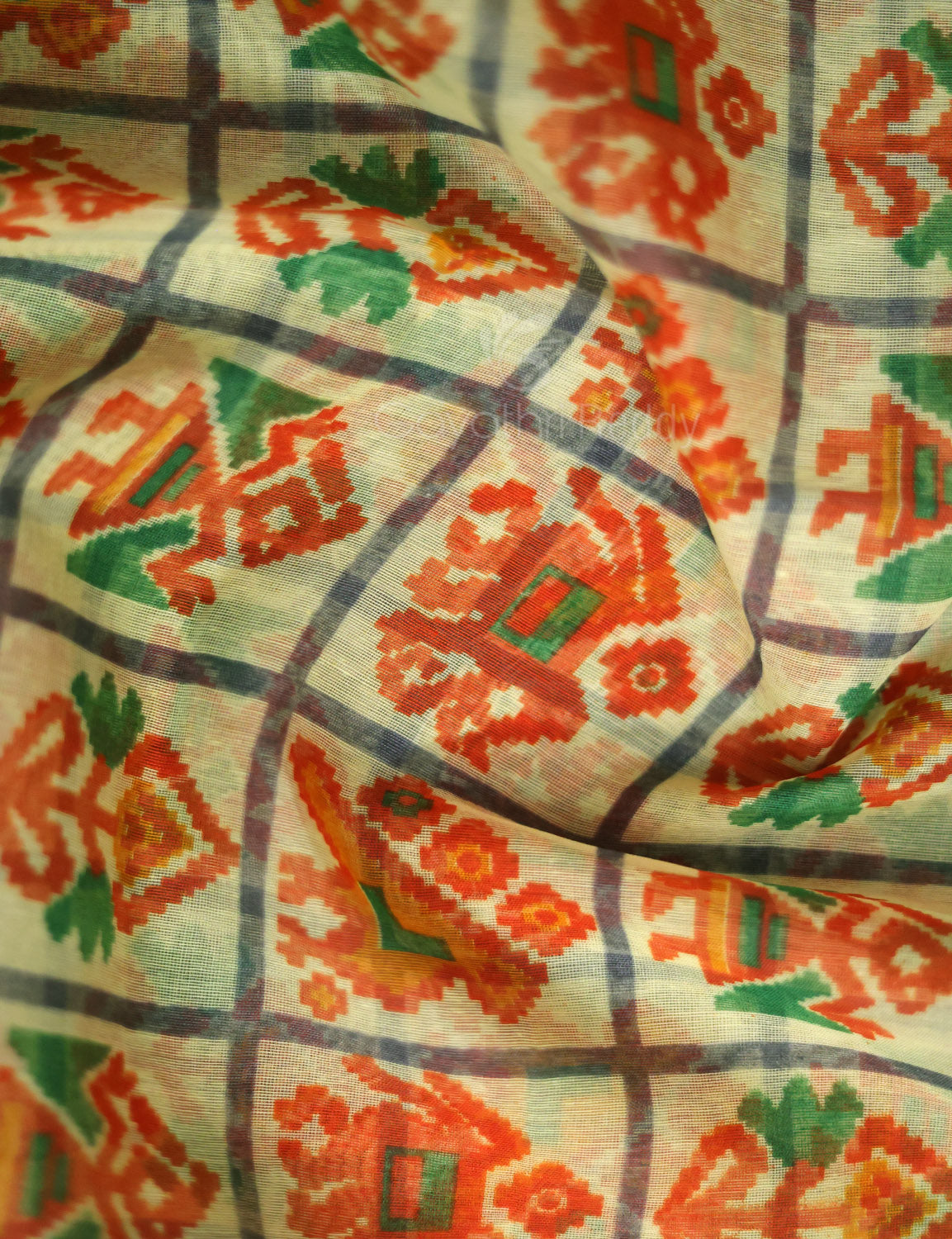 Shades of Cream And Haldi Blouse Patola Print Semi Chanderi Saree By Gayathri Reddy Designer Studio | Swadesiicart