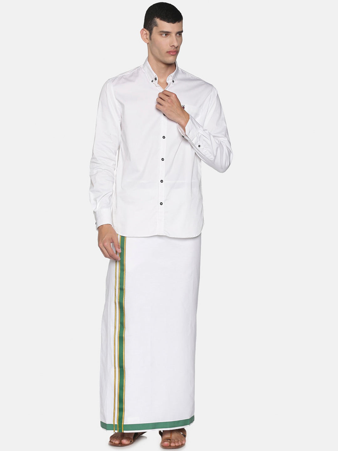 Sethukrishna Men Pack Of 2 White Solid Cotton Readymade Dhoti | Swadesiicart