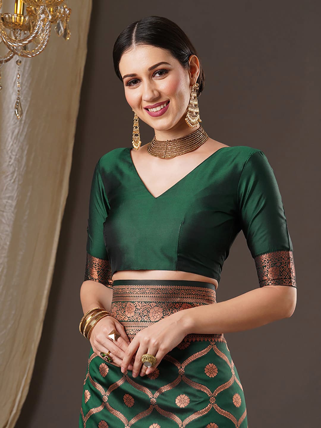 Anouk Woven Design Zari Silk Blend Banarasi Saree | Swadesiicart