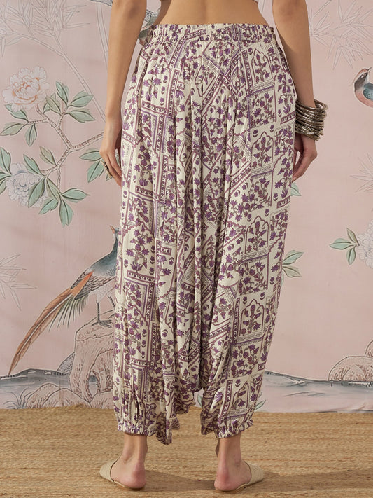 InWeave Mauve Ethnic Window Harem Pant - Swadesiicart