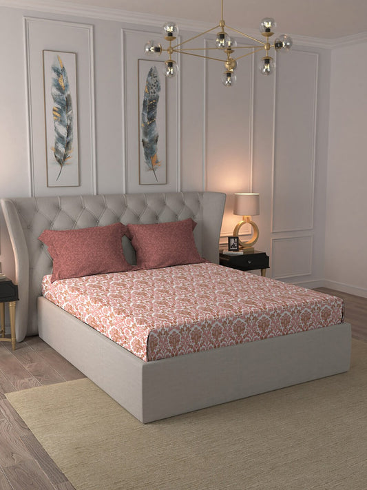 MYTRIDENT Comfort Living Maroon Pure Cotton 120 TC Queen Bedsheet with 2 Pillow Covers - Swadesiicart