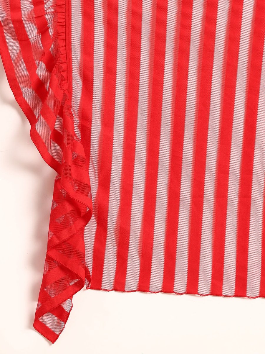 Ahalyaa Striped Net Ready To Wear Saree | Swadesiicart
