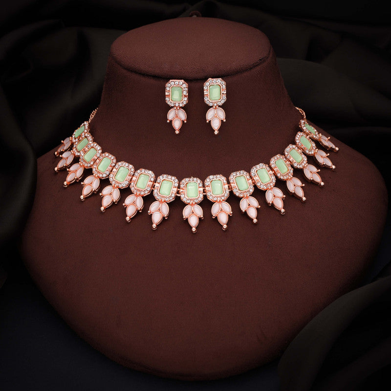 Tehzeeb Creationss Sea Green Colour Choker With Stud - Swadesiicart