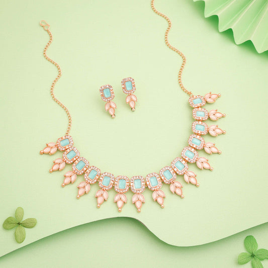 Tehzeeb Creationss Sky Blue Colour Choker With Stud - Swadesiicart