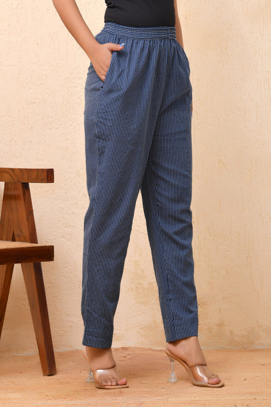 Vaasva Women Royal Blue Straight Pant | Swadesiicart