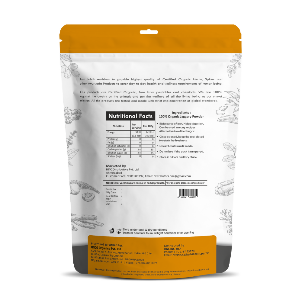 Just Jaivik Organic Jaggery Powder - Swadesiicart