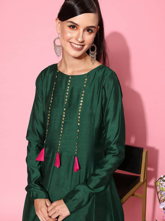 Ahalyaa Women's Traditional wear Ethnic Dress - Green | Swadesiicart