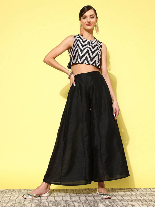 Ahalyaa Women's Traditional wear Co-ords - Black - Swadesiicart