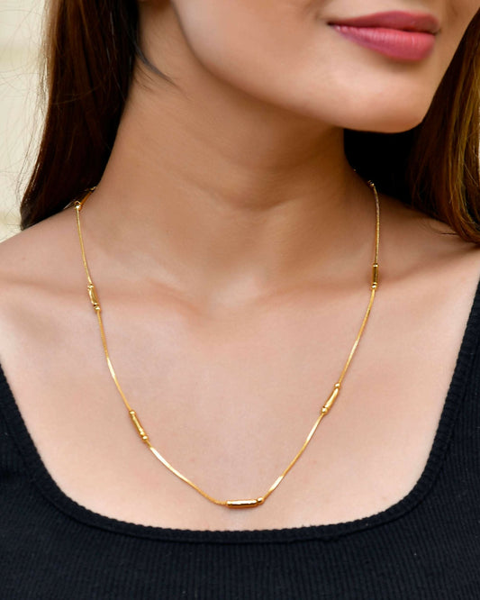 VOJ Gold-Polished Designer Chain With Gold Pipe | Swadesiicart