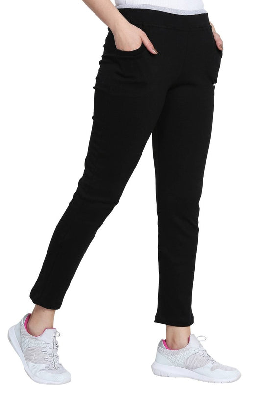 Asmaani Black color Hosiery Lower with Two Side Pockets. | Swadesiicart