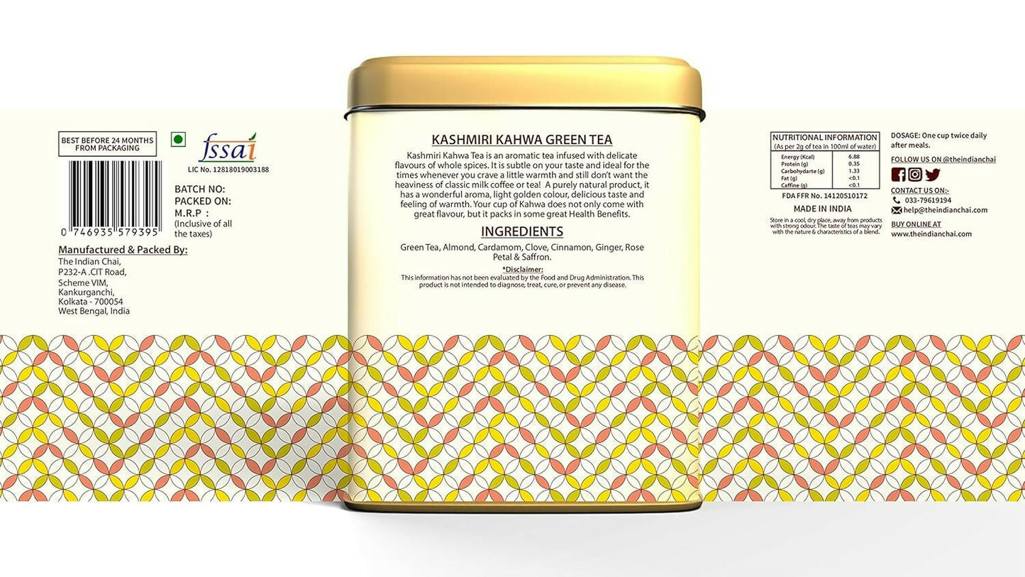 The Indian Chai - Kashmiri Kahwa Green Tea 30 Pyramid Bags | Swadesiicart