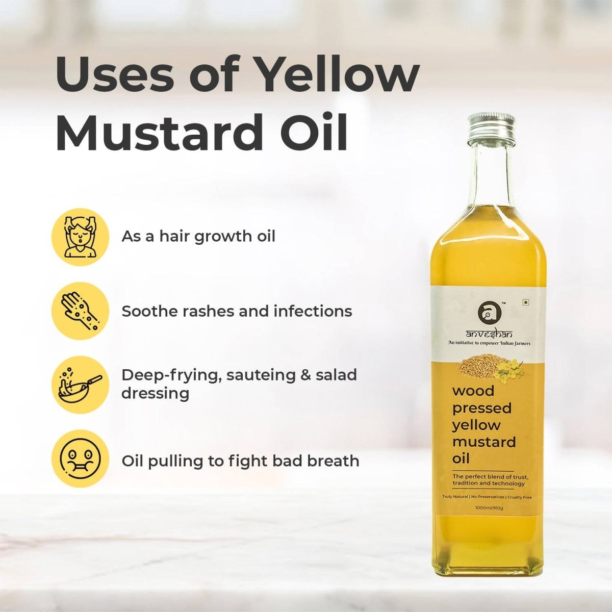 Swadesiicart Wood Pressed Yellow Mustard Oil