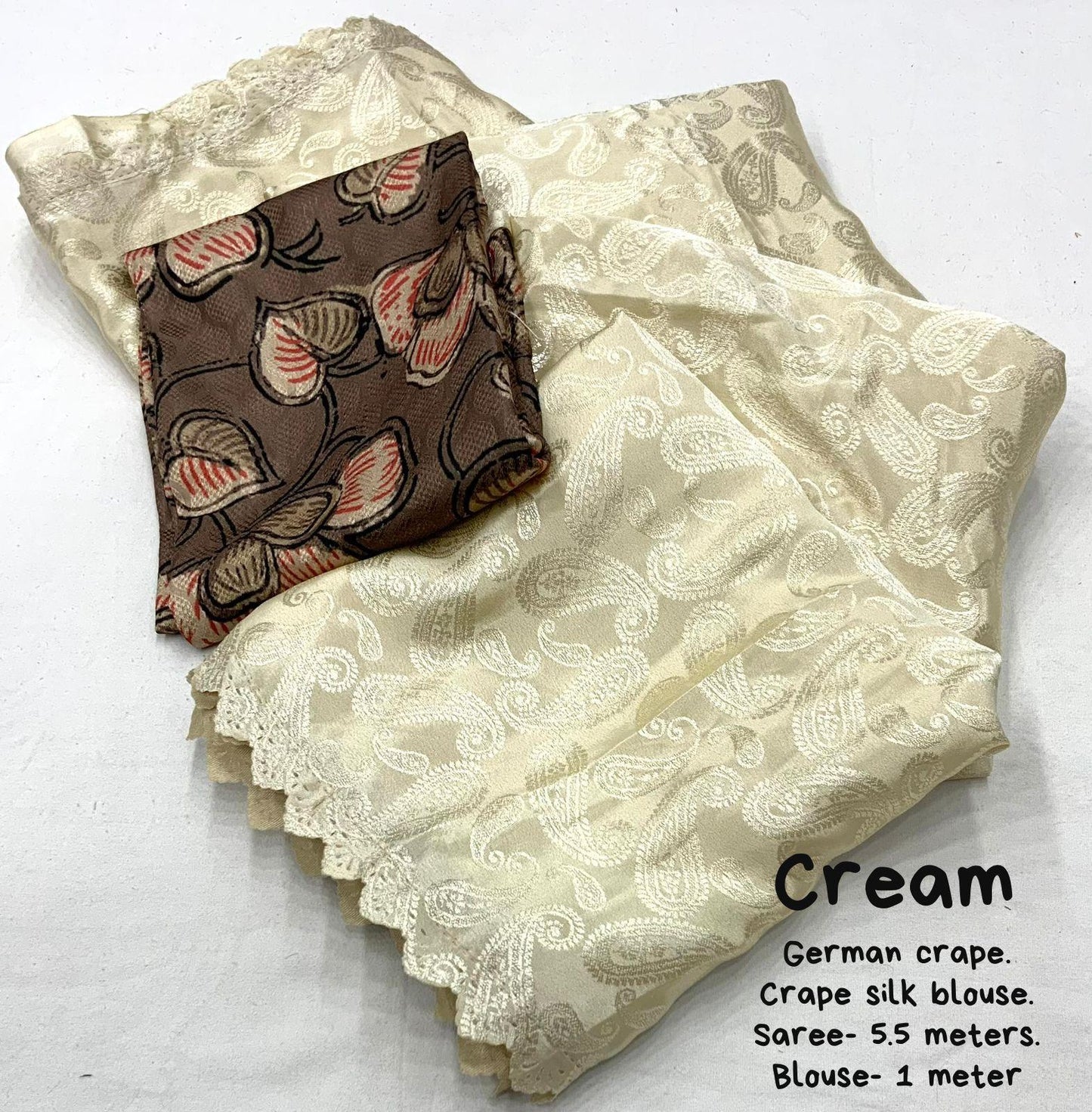 Cream Poly Silk Ethnic Motifs Saree with Unstitched Blouse - Hiral Fashion | Swadesiicart