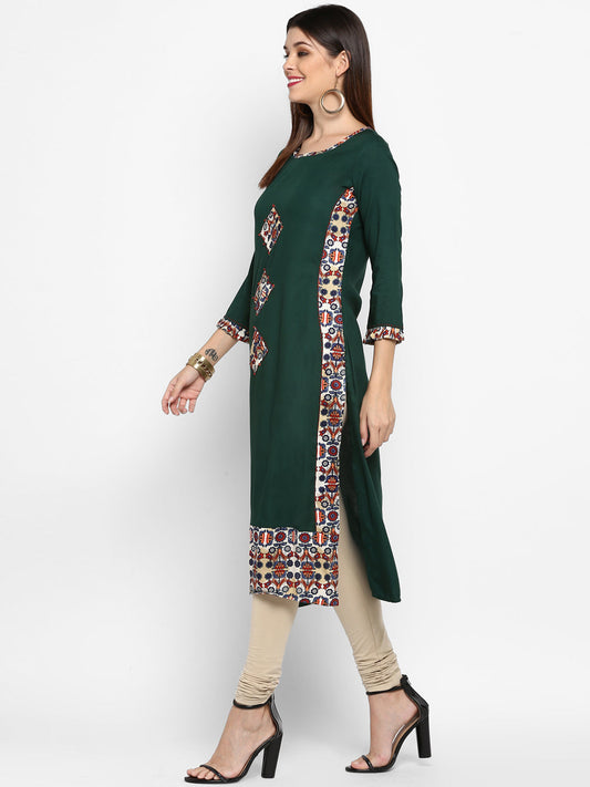 NOZ2TOZ Women's Green Printed Kurta- (1pc set) - Swadesiicart