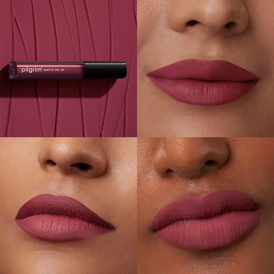 Pilgrim Liquid Matte Lipstick with Hyaluronic Acid - Pink Kisses - Swadesiicart