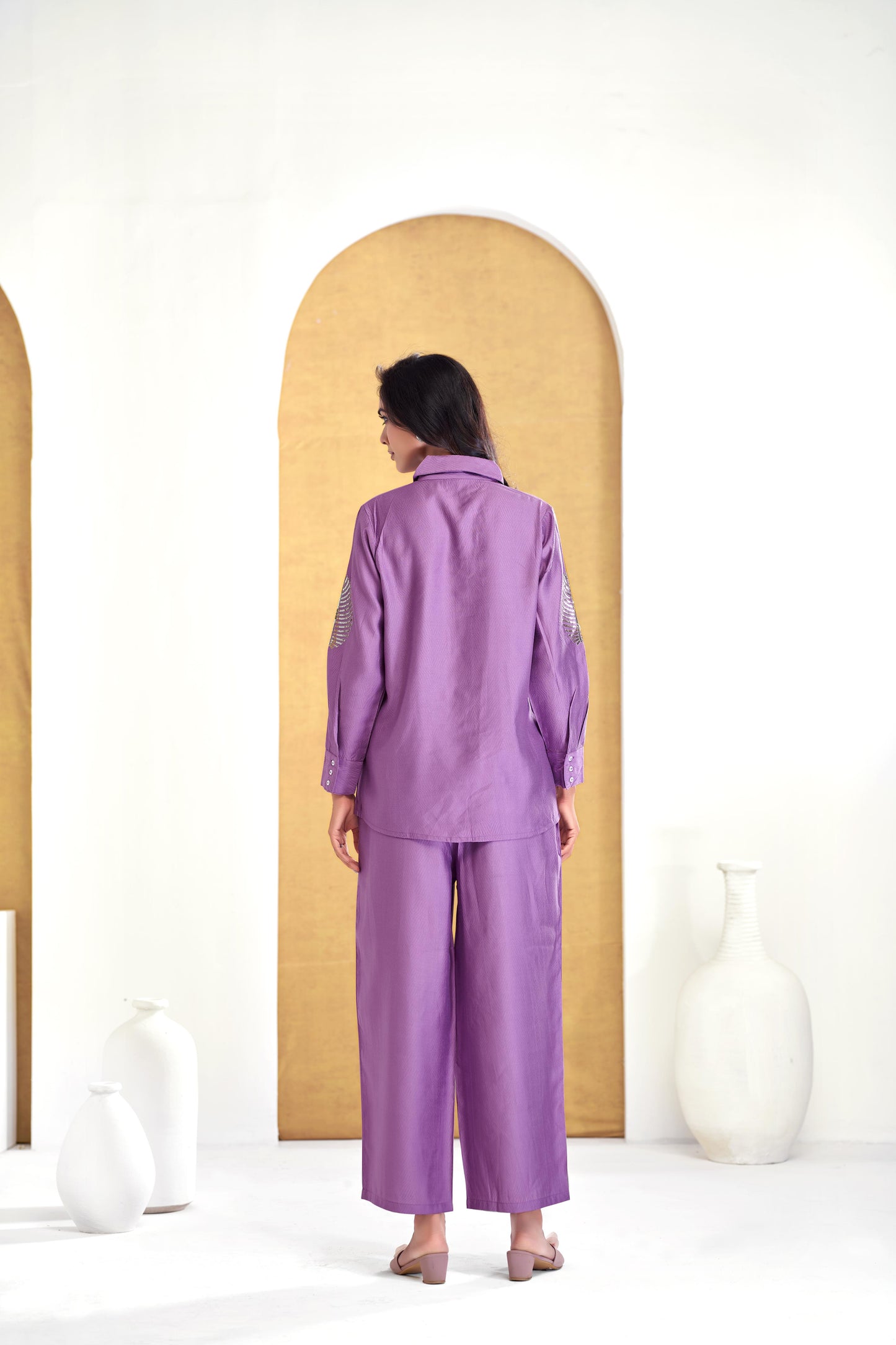 BulBul Saroj Purple Chanderi Co-Ord Set - Swadesiicart