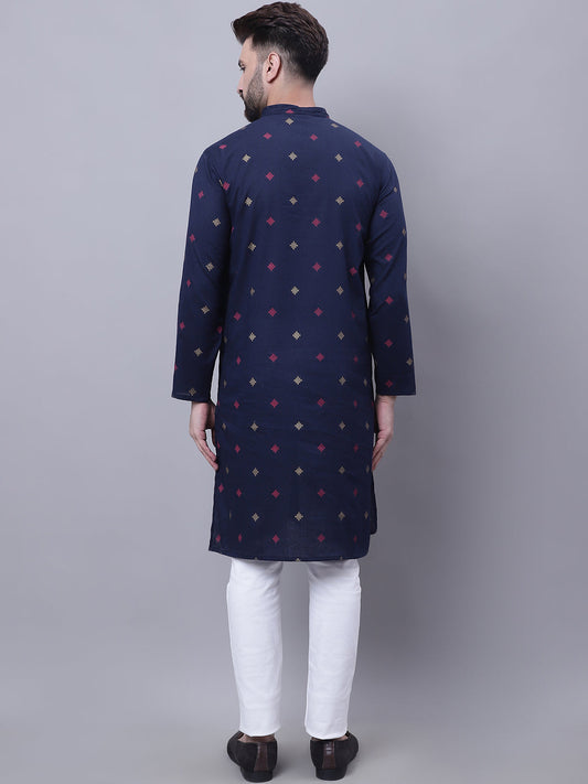 Even Apparels Blue Pure Cotton Kurta With Band Collar | Swadesiicart