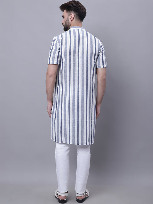 Even Apparels Grey Pure Cotton Short Sleeves Kurta With Band Collar | Swadesiicart