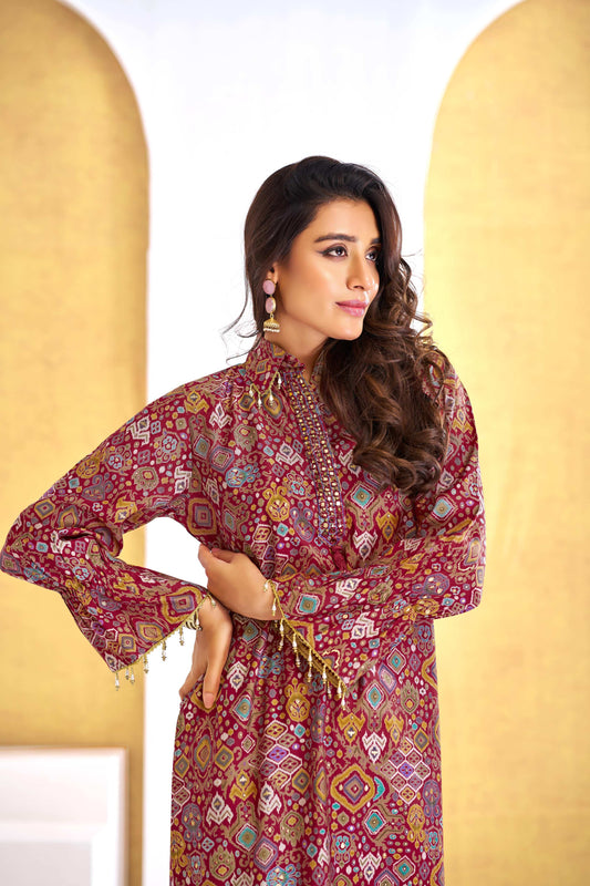 BulBul Pratiksha Red Co-Ord Set - Swadesiicart
