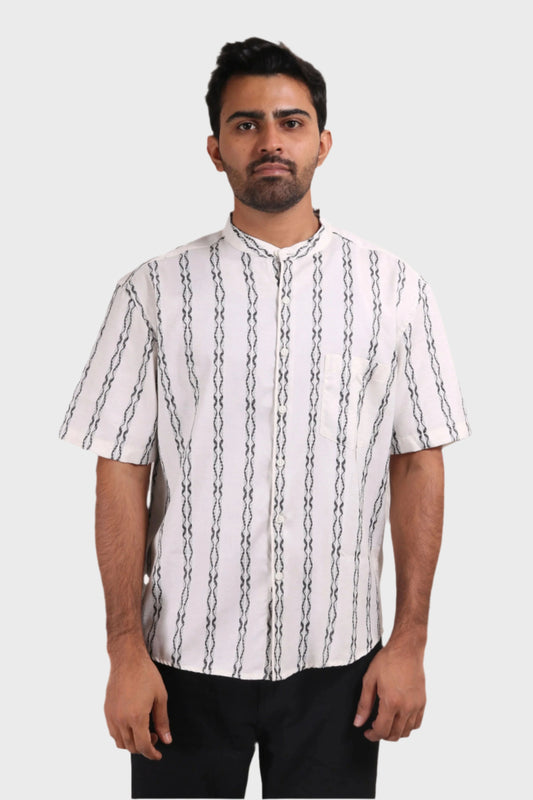 Xkind White Stripes Regular Fit Shirt | Swadesiicart