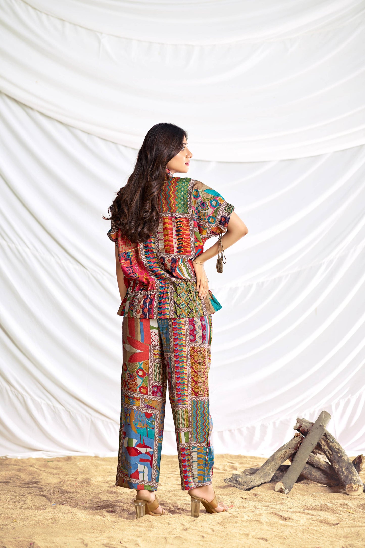 BulBul Kate Brown Chanderi Co-Ord Set - Swadesiicart