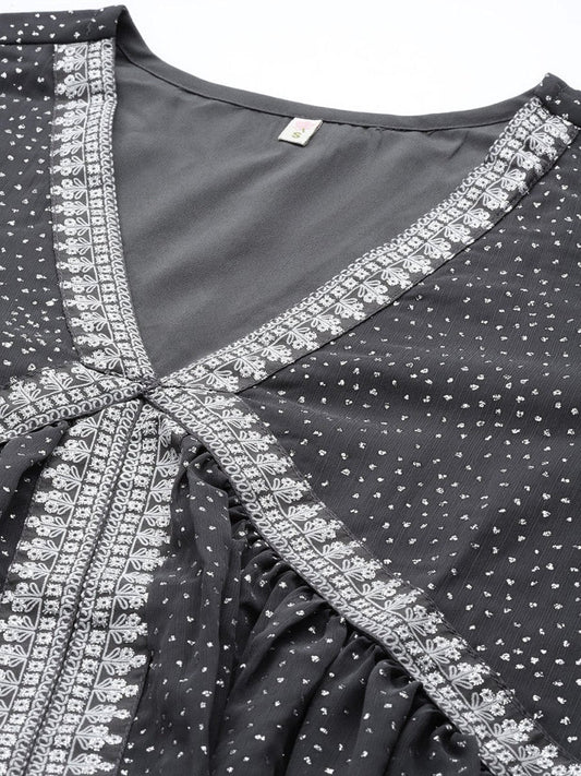 Ahalyaa Glitter Printed Top With Trousers | Swadesiicart