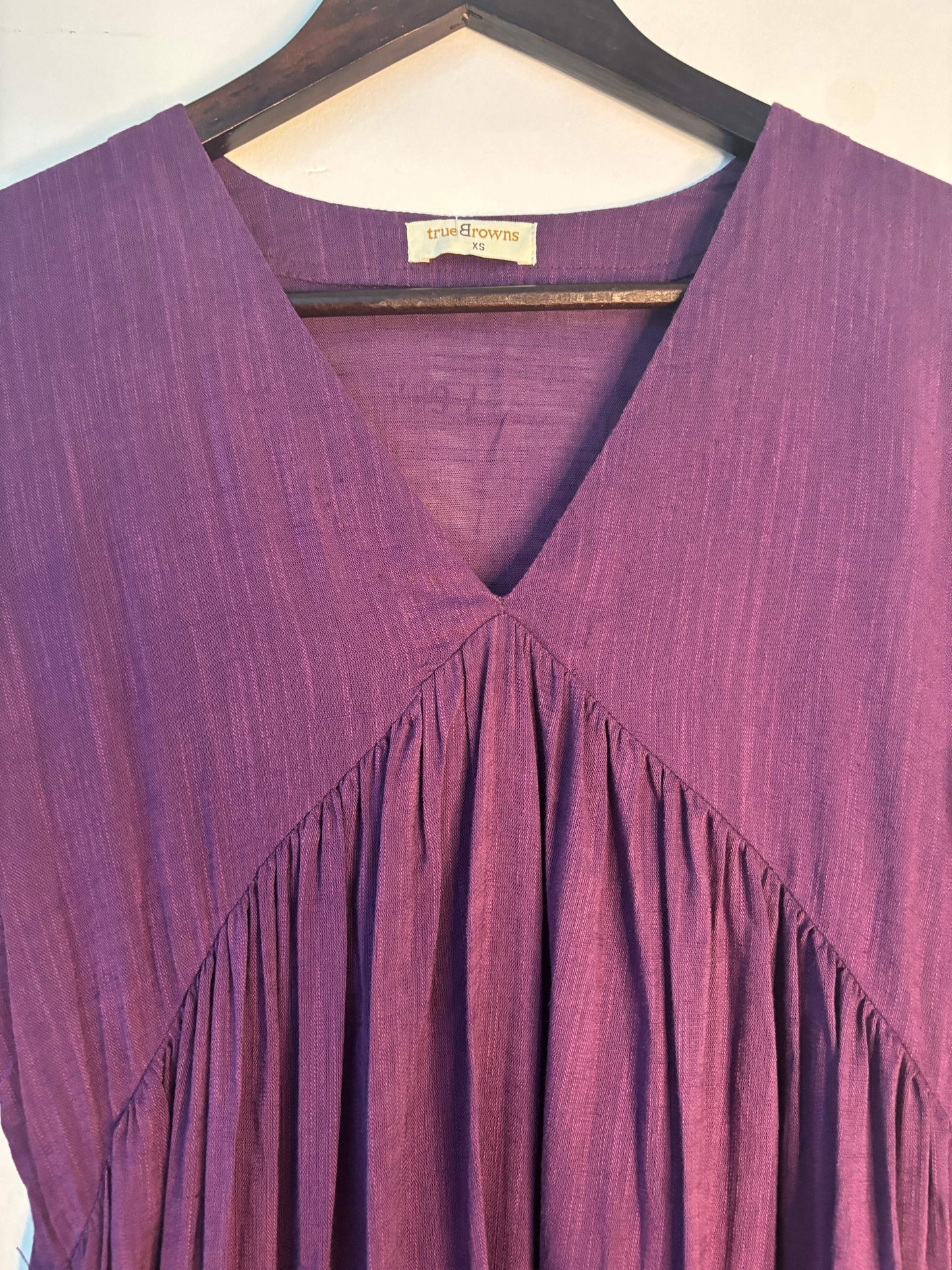 trueBrowns Purple Slub Dress | Swadesiicart